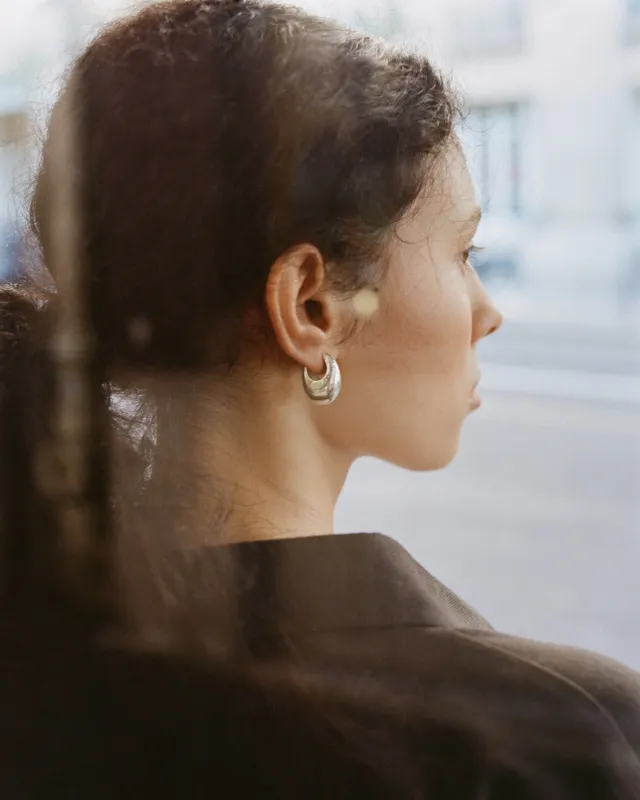 Large Sloping Hinge Hoops made by Annika Inez