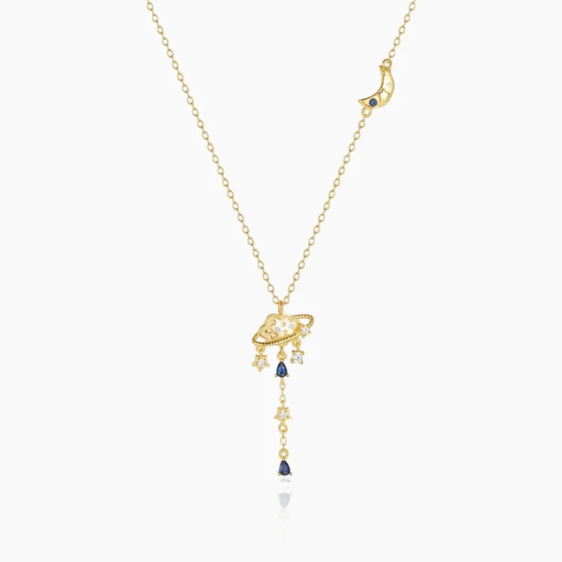 Saturn Planet Y-Shape Necklace sold by Regina jewelry