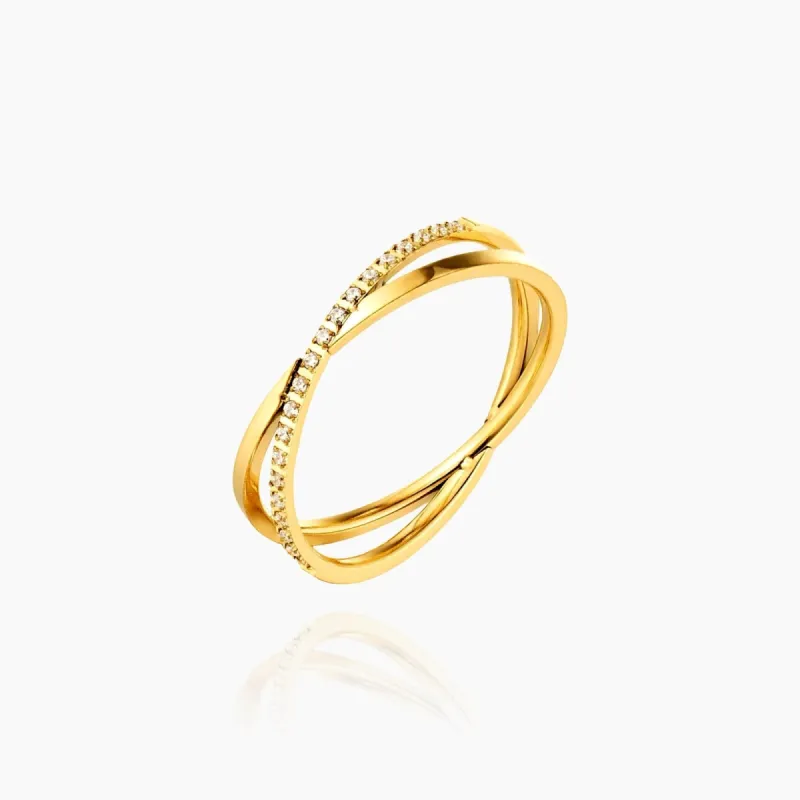 X Shape Pavé Ring sold by Regina jewelry