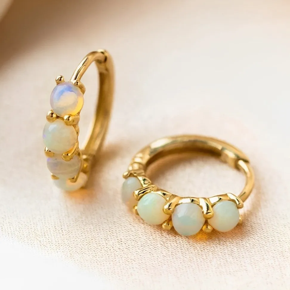 Opal Hoop Earrings sold by Regina jewelry product image thumbnail 4
