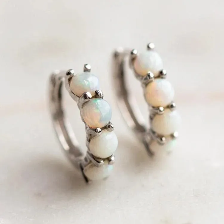 Opal Hoop Earrings sold by Regina jewelry product image thumbnail 2