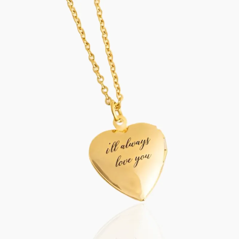 MEMORY - Custom Engraved Locket Heart Necklace sold by Regina jewelry