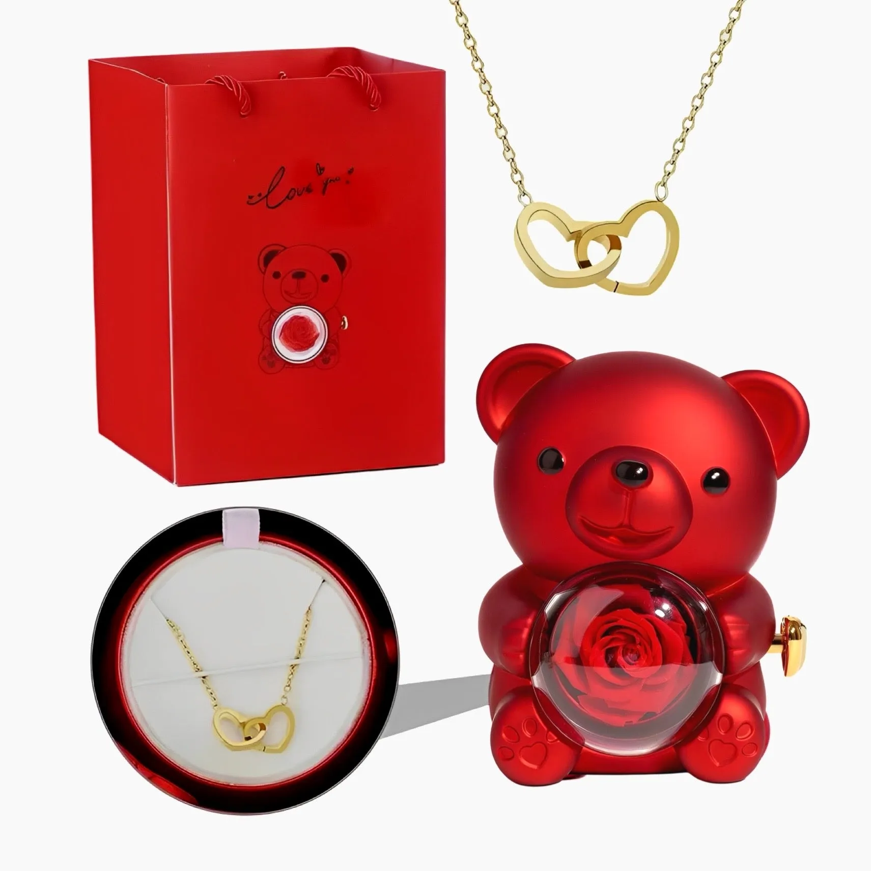 Eternal Rose Bear With Custom Engraved Necklace sold by Regina jewelry