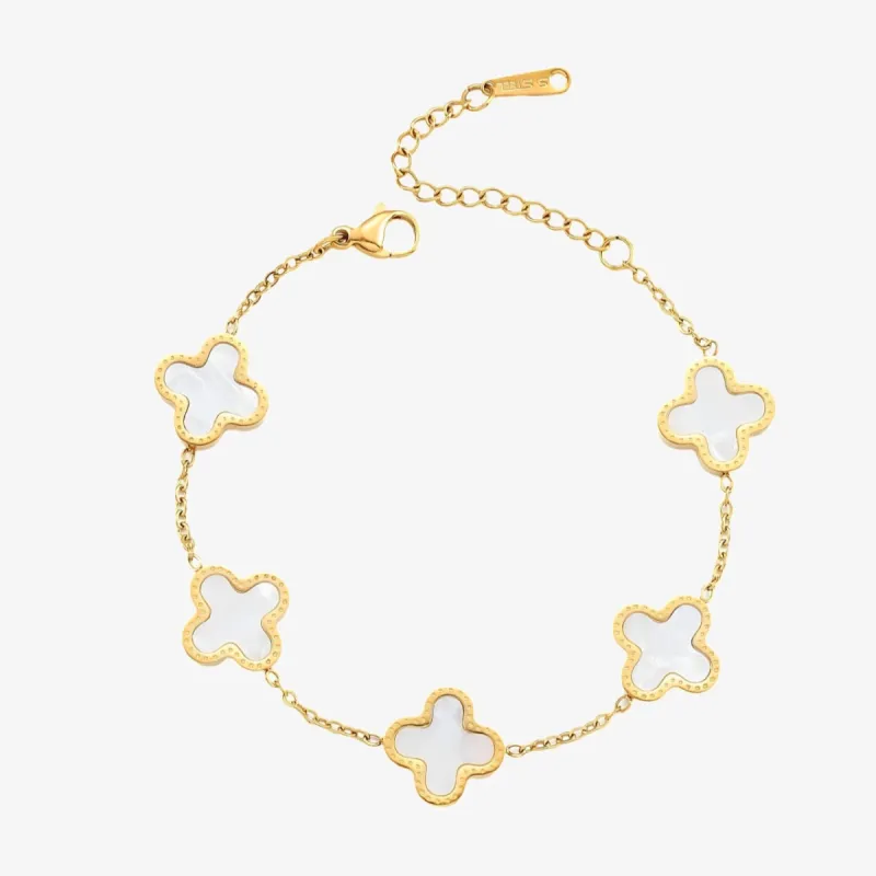 Clover Bracelet White Shell sold by Regina jewelry