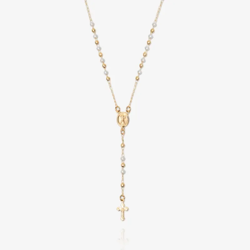 Mary Rosary Lariat Cross Necklace sold by Regina jewelry