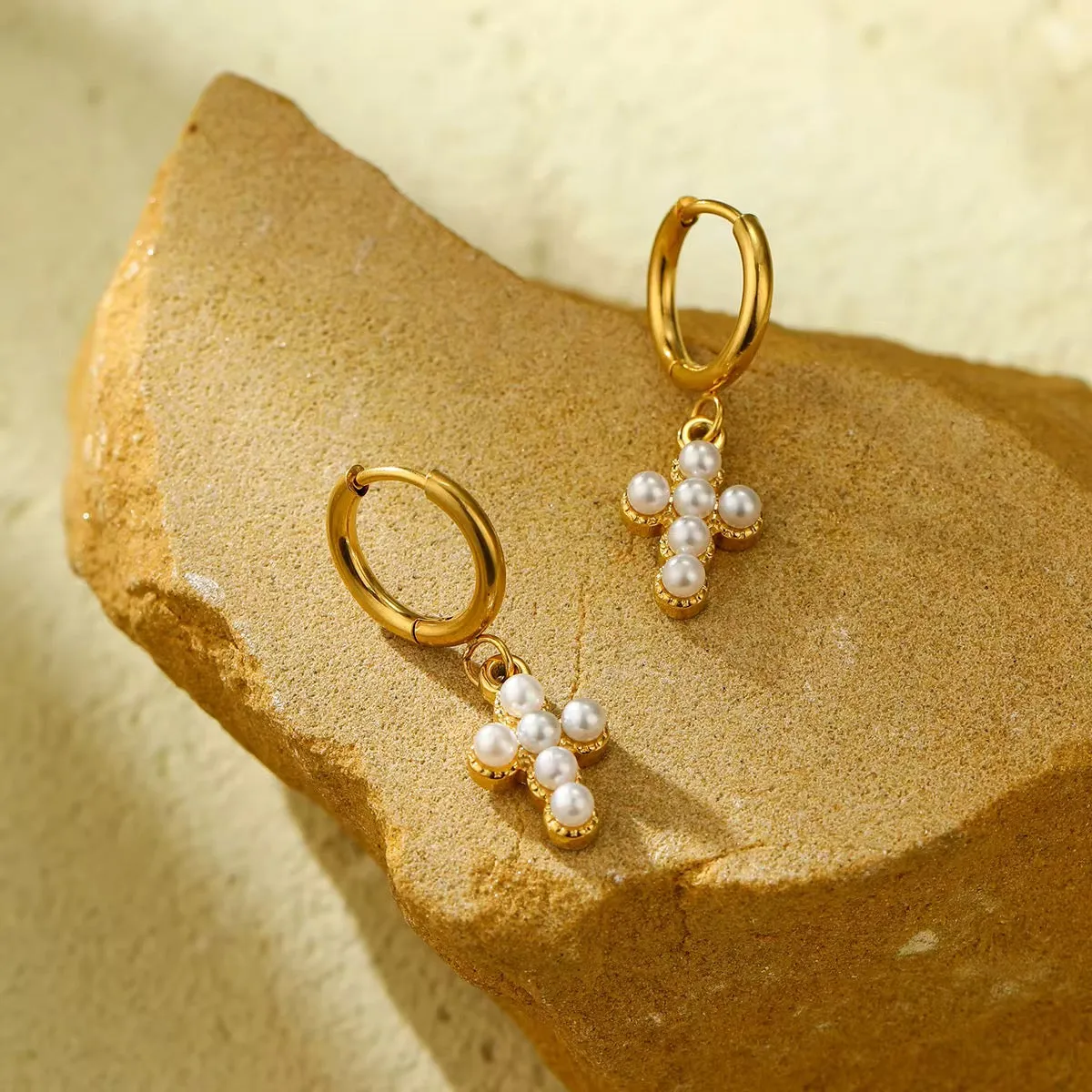 Pearl Cross Earrings sold by Regina jewelry product image thumbnail 2