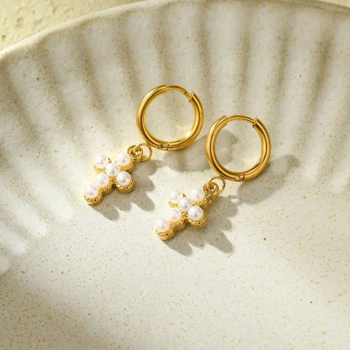 Pearl Cross Earrings sold by Regina jewelry product image thumbnail 5