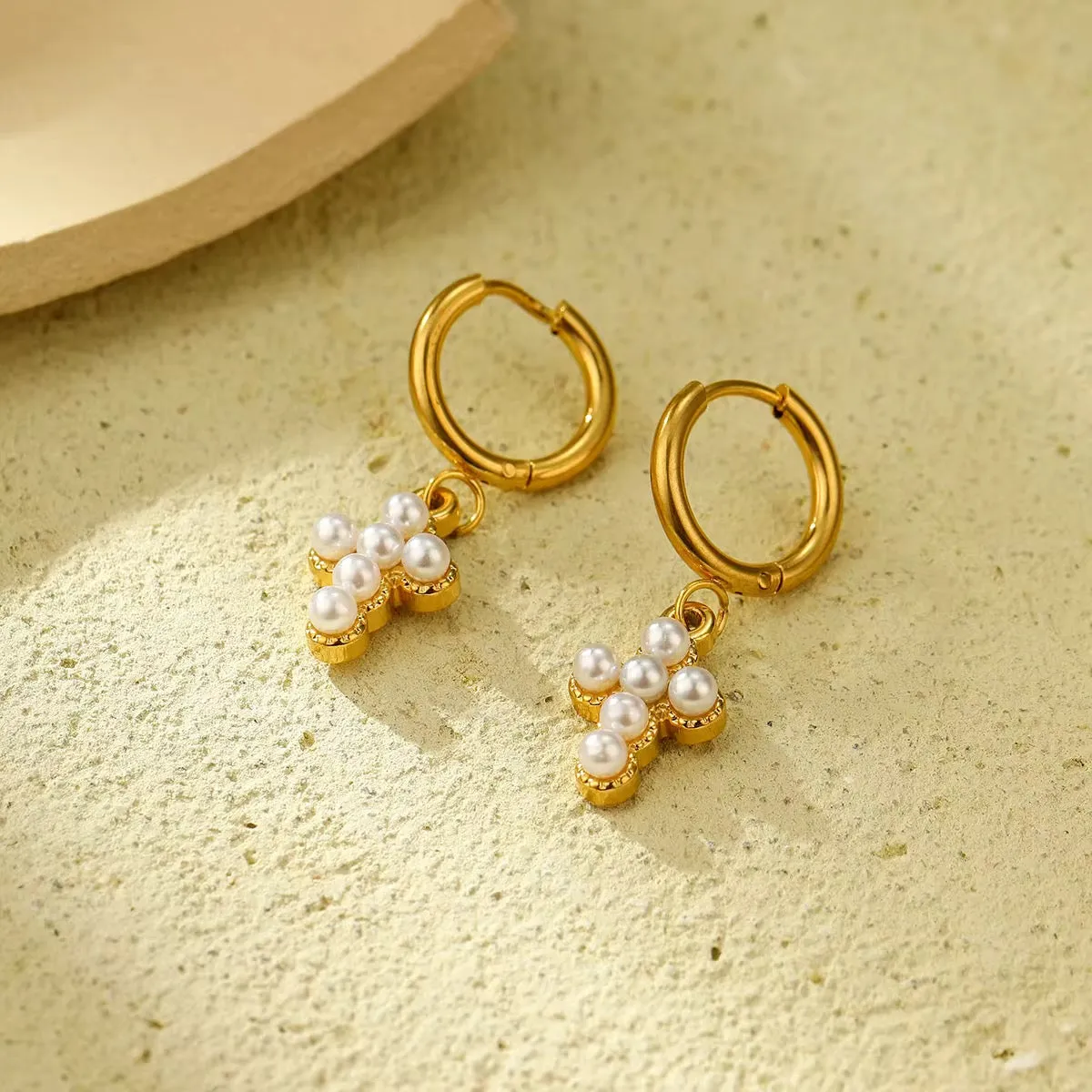 Pearl Cross Earrings sold by Regina jewelry product image thumbnail 4