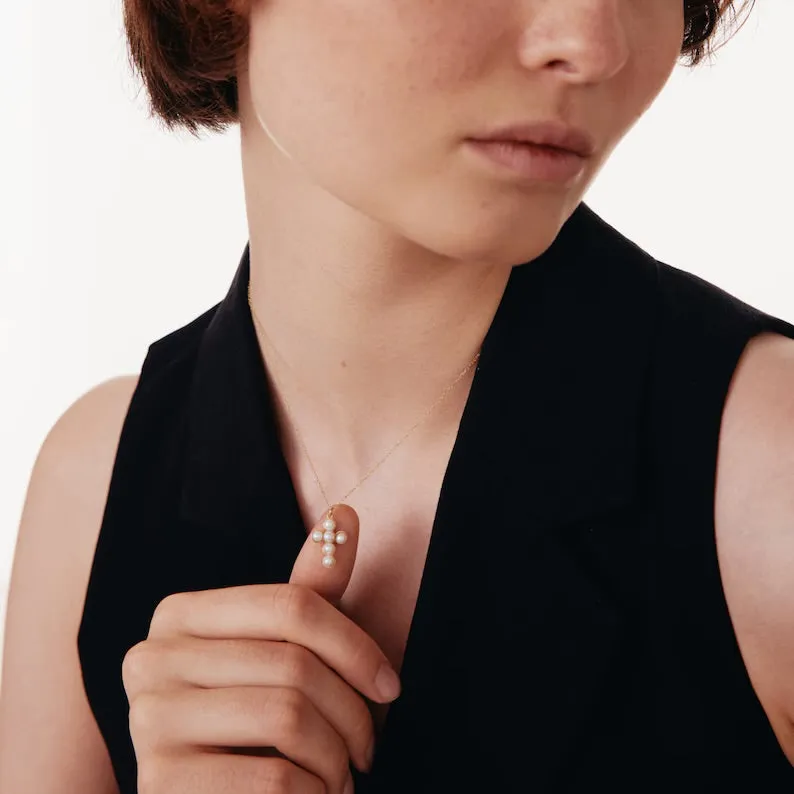 Dainty Pearl Cross sold by Regina jewelry product image thumbnail 3