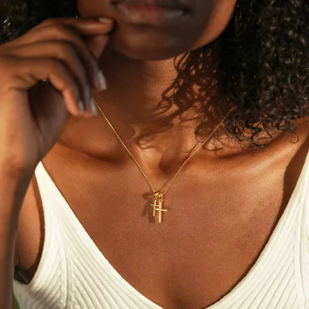 Dainty Double Cross Necklace sold by Regina jewelry product image thumbnail 2