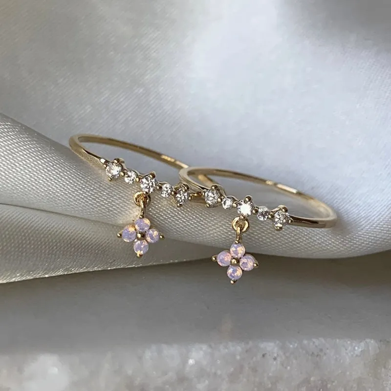 Dainty Clover Charm Ring sold by Regina jewelry