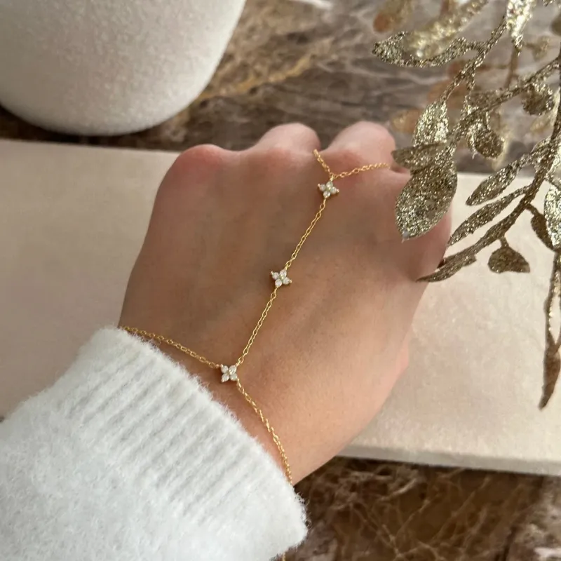 Lucky Clover Hand Chain Sterling Silver sold by Regina jewelry