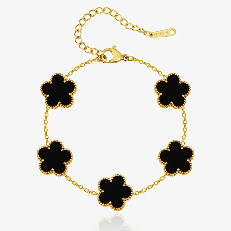 Flower Clover Bracelet Black sold by Regina jewelry