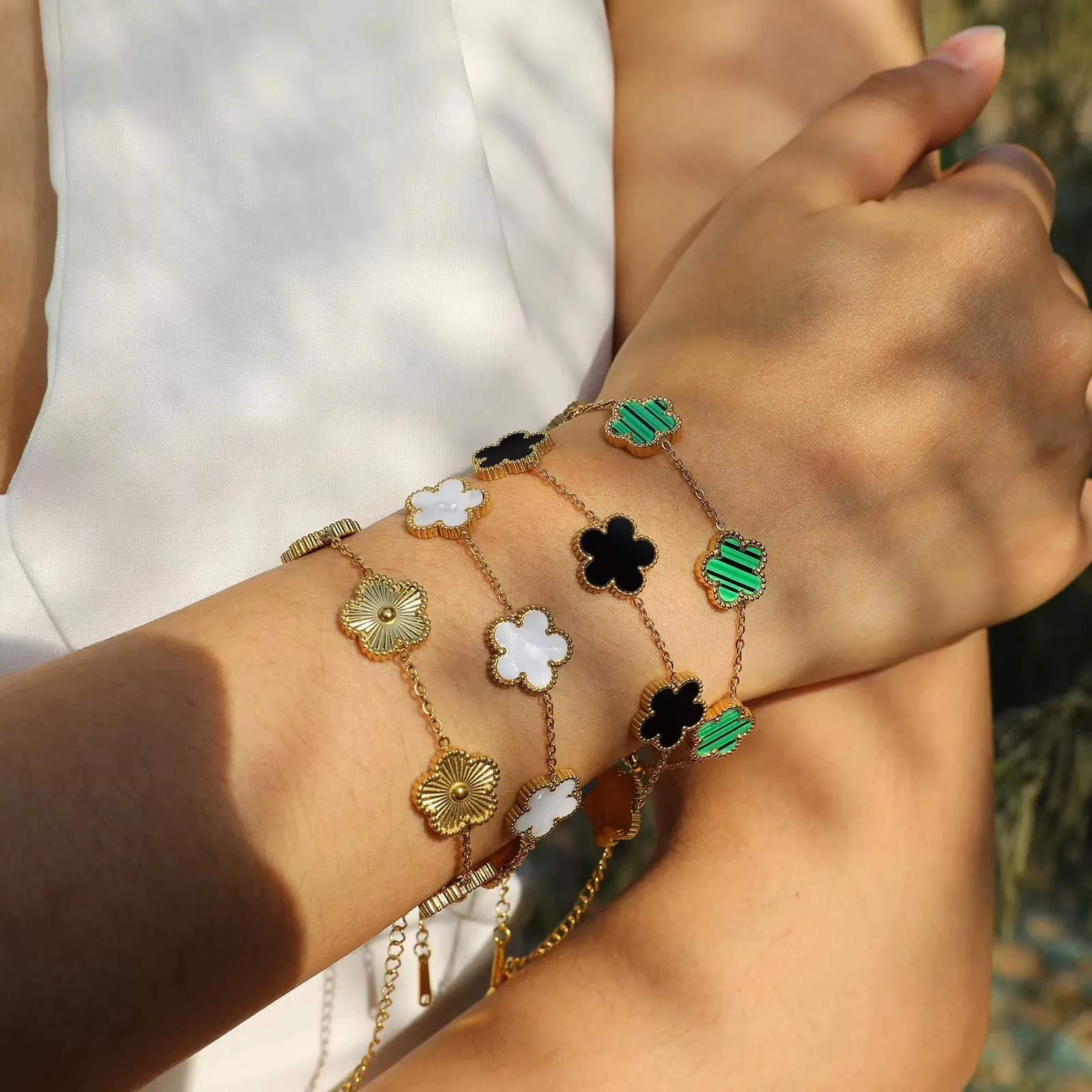 Flower Clover Bracelet White sold by Regina jewelry product image thumbnail 2