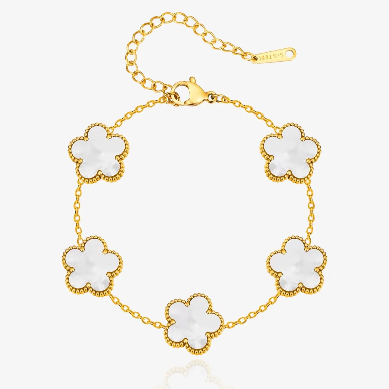 Flower Clover Bracelet White sold by Regina jewelry