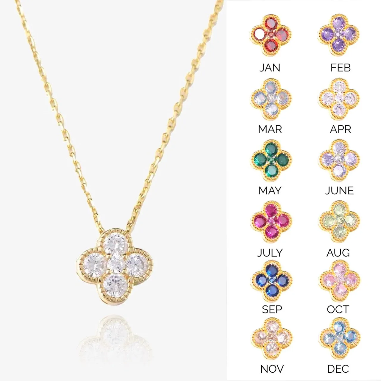 Clover Birthstone Necklace Sterling Silver sold by Regina jewelry product image thumbnail 3