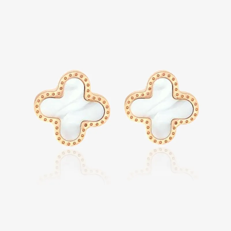 Dainty Clover Stud Earrings White sold by Regina jewelry