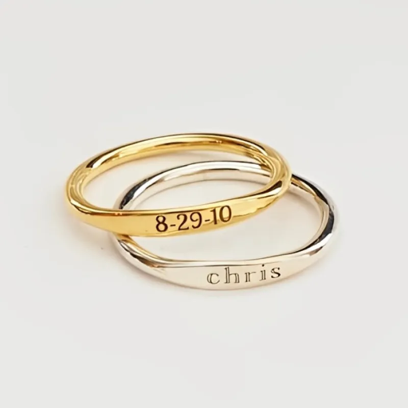 Custom Name Stacking Ring sold by Regina jewelry