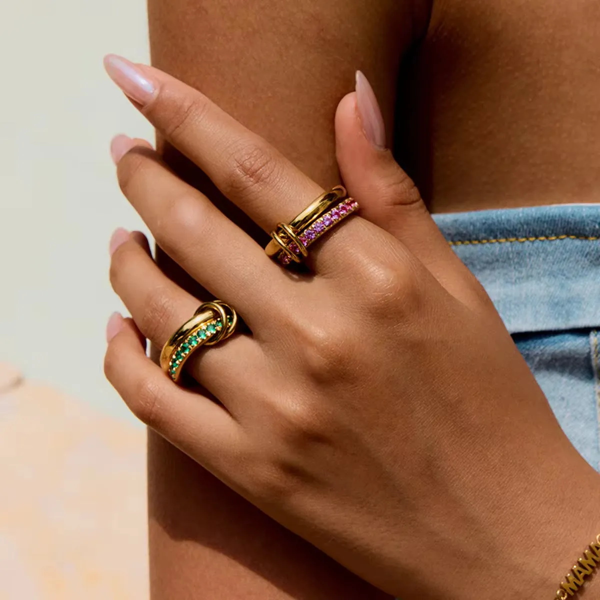 CONNECTION Double Green Ring sold by Regina jewelry product image thumbnail 2