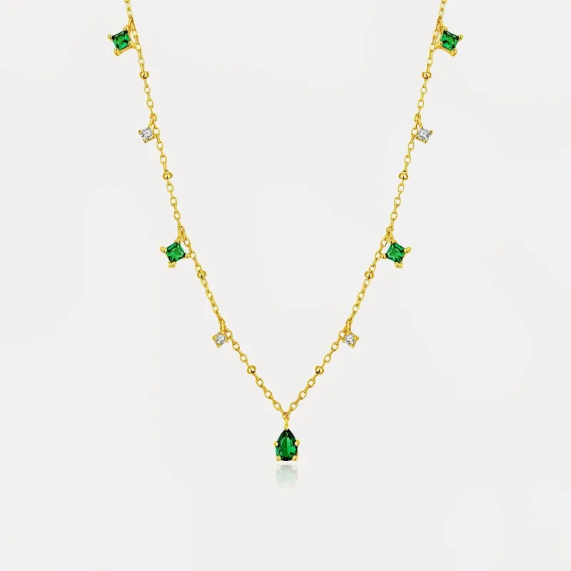 Dainty Emerald Necklace Sterling Silver sold by Regina jewelry