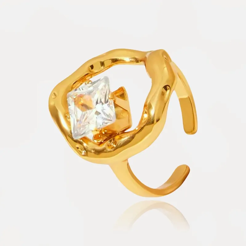 Molten Circle Diamante Ring sold by Regina jewelry