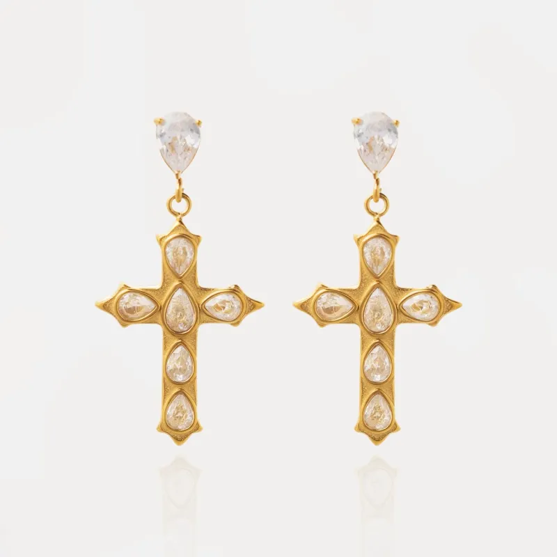 Cross Diamante Earrings sold by Regina jewelry