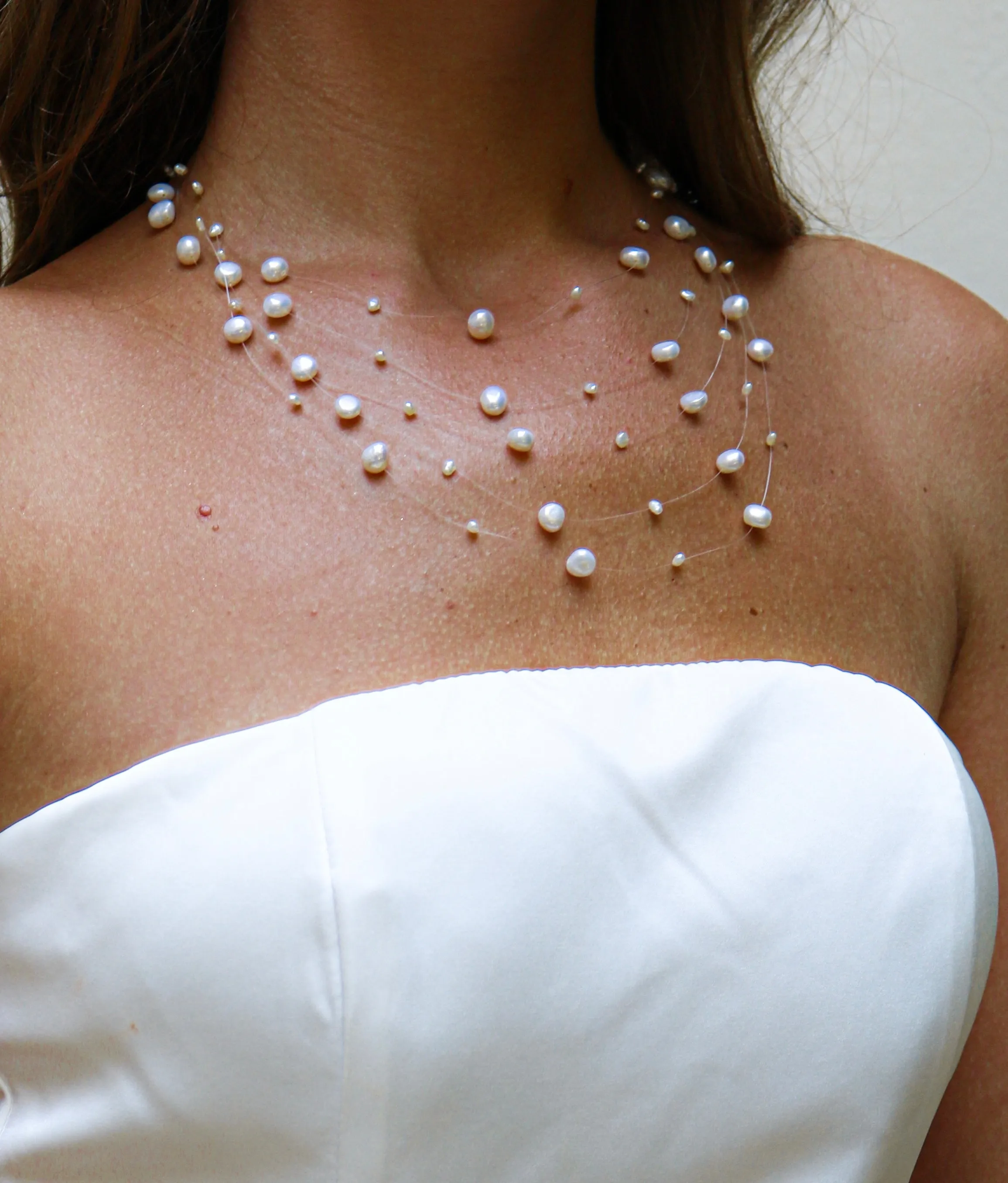 Invisible Effect Natural Pearls Necklace sold by Regina jewelry