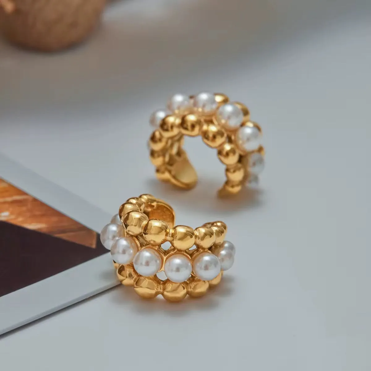 Dainty Pearl Ear Cuff sold by Regina jewelry product image thumbnail 3