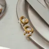 Molten Pearl Hoop Earrings sold by Regina jewelry