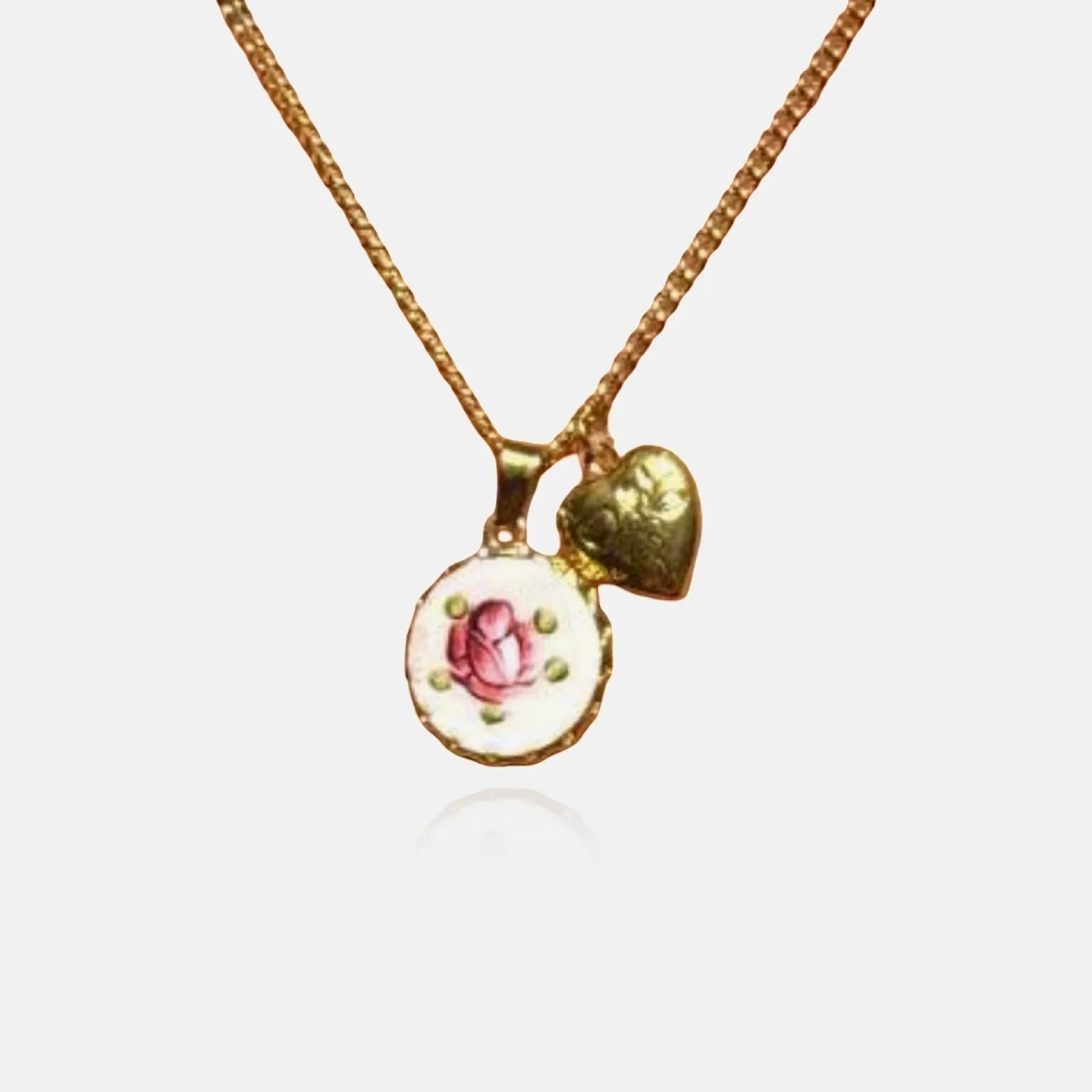 Porcelain Rose Necklace - Hand-Painted sold by Regina jewelry