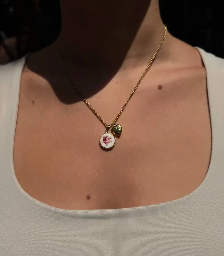 Porcelain Rose Necklace - Hand-Painted sold by Regina jewelry product image thumbnail 2