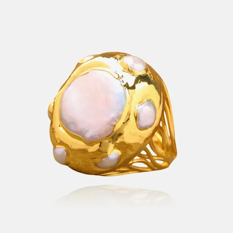 Molten Natural Pearl Ring sold by Regina jewelry