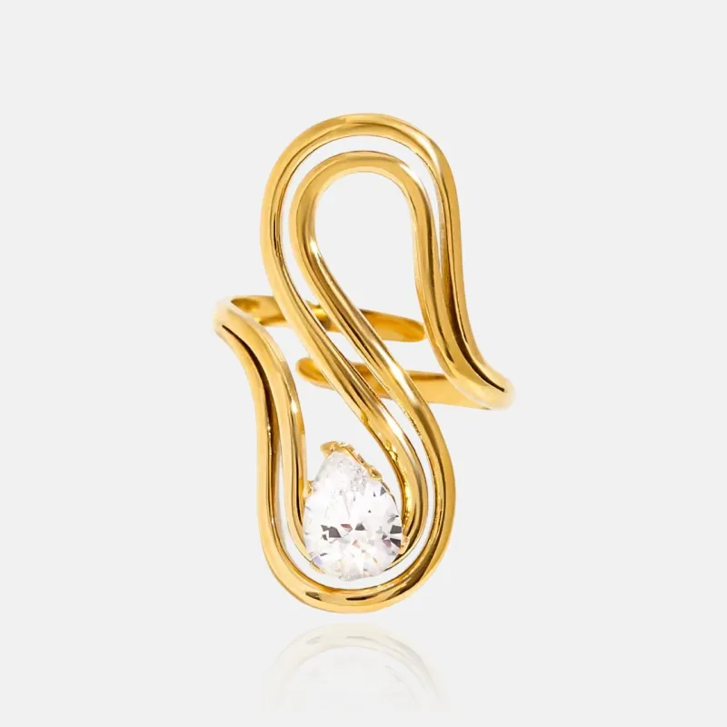 Wave Shape Diamante Ring sold by Regina jewelry