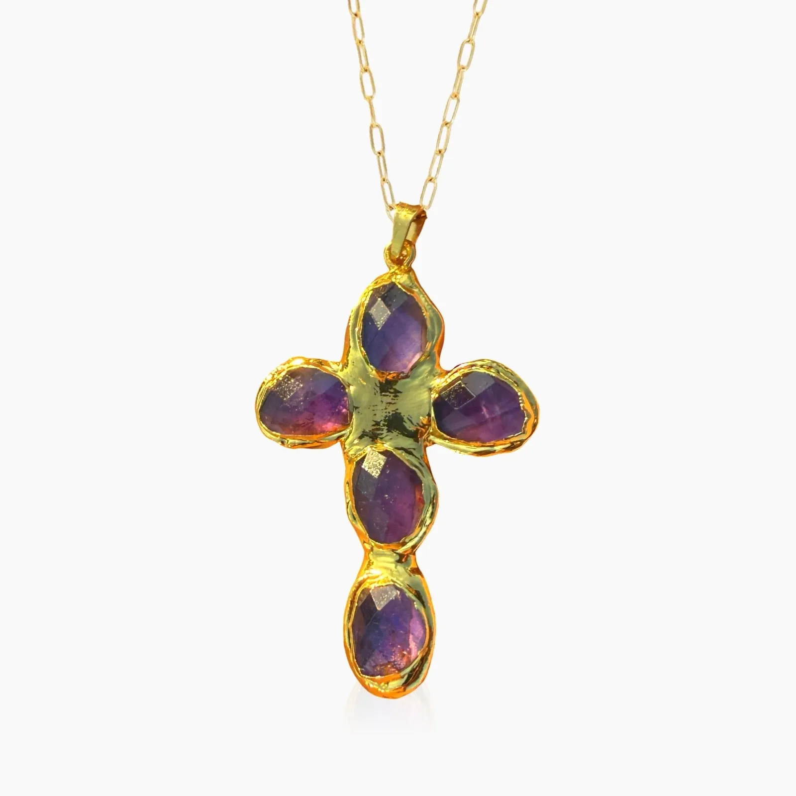 Amethyst Molten Cross Necklace sold by Regina jewelry