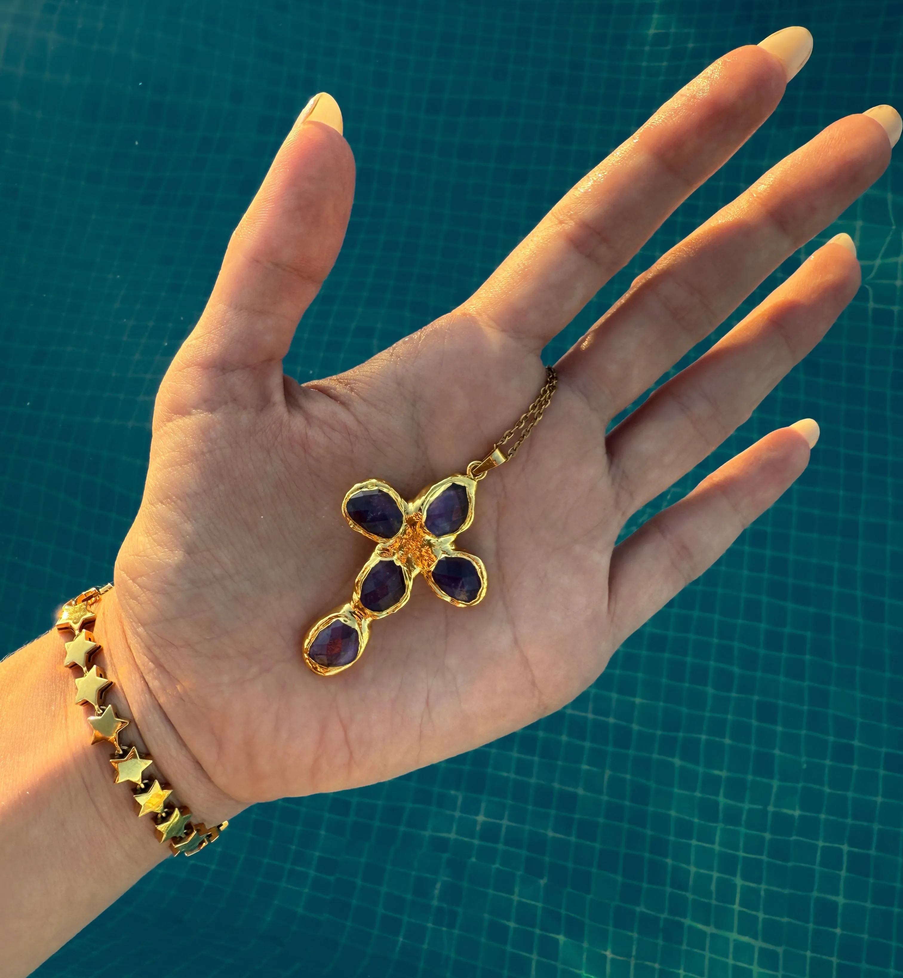 Amethyst Molten Cross Necklace sold by Regina jewelry product image thumbnail 3