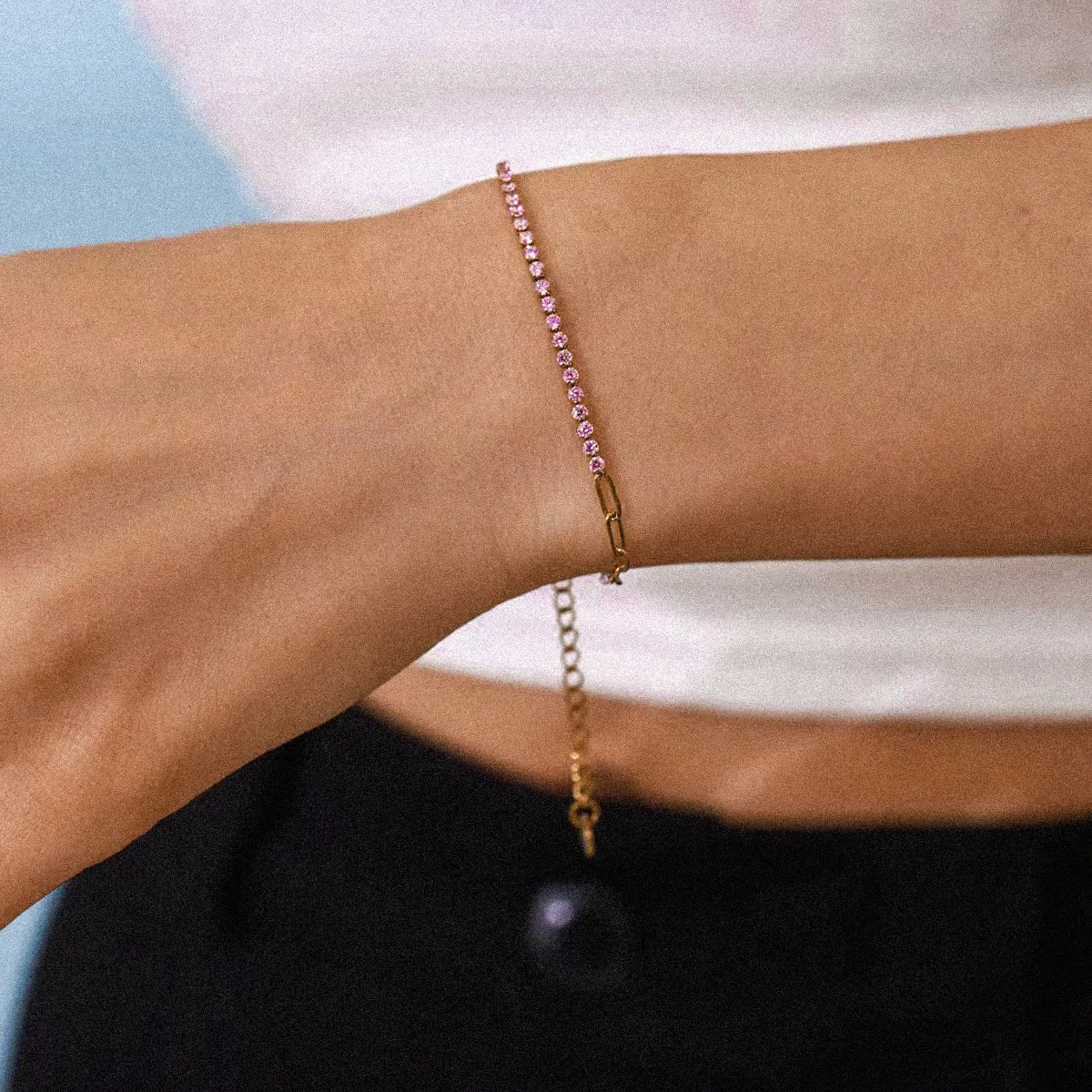 Pink Double Tennis Bracelet sold by Regina jewelry product image thumbnail 2