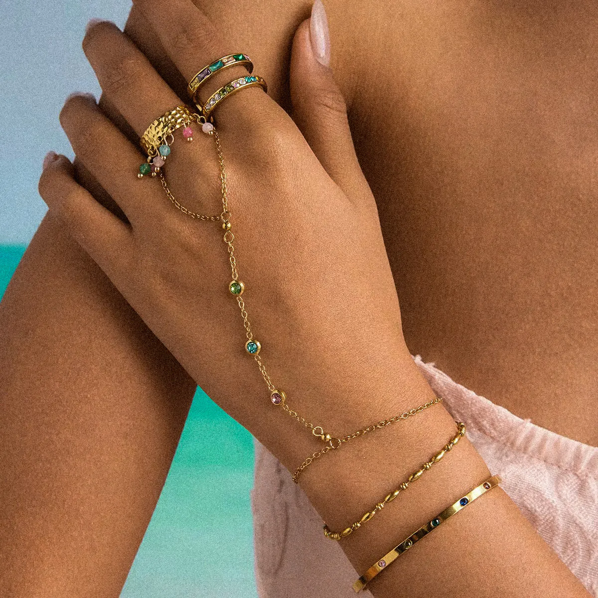 Rainbow Hand Chain sold by Regina jewelry product image thumbnail 2