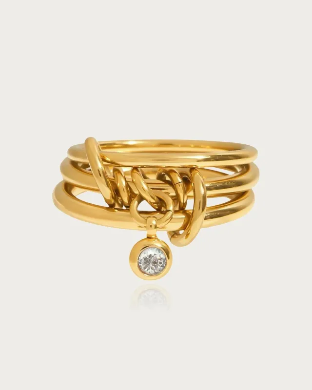 CONNECTION Triple Ring With Charm sold by Regina jewelry