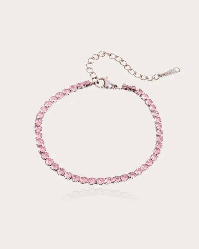 Pink Tennis Bracelet Silver sold by Regina jewelry