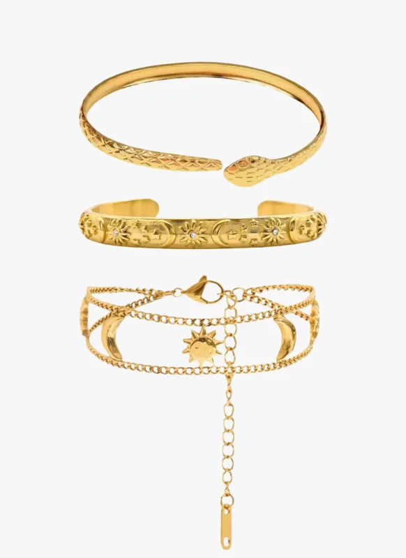 Moon Bracelet Stack | Set Of 3 sold by Regina jewelry