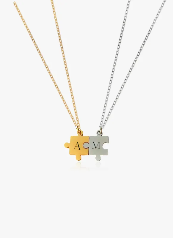 SOULMATE Personalized Puzzle Initial Necklace made by Regina jewelry