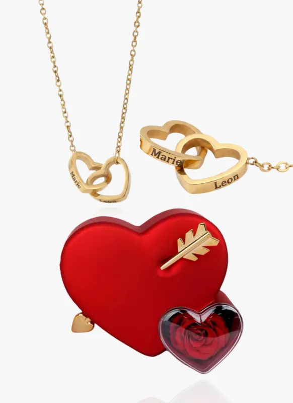 Valentine’s Gift | Red Rose Heart With Necklace made by Regina jewelry