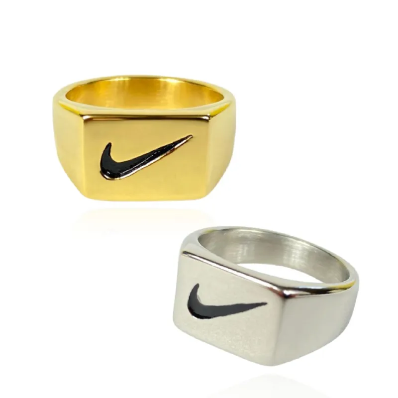 Swooshy Ring Square (Gold & Silver) sold by Regina jewelry