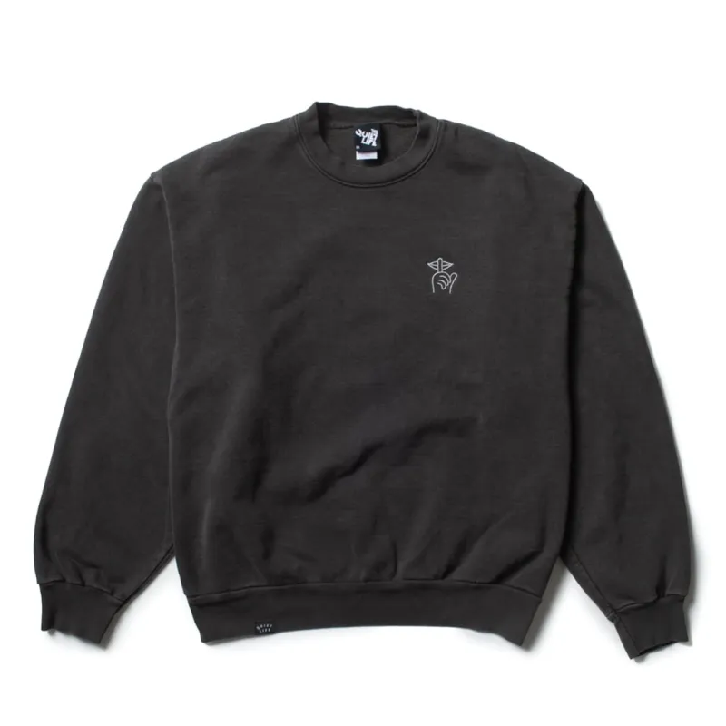 Shhh Embroidered Crew Neck - Made in USA - Vintage Black made by The Quiet Life