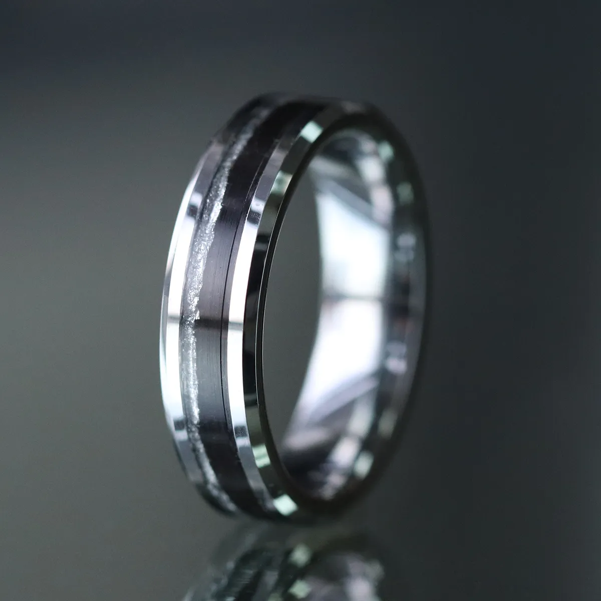 Fumed Oak and Silver Inlay Ring sold by Rose Anvil product image thumbnail 2