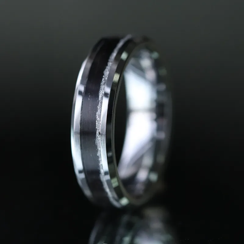 Fumed Oak and Silver Inlay Ring made by Rose Anvil