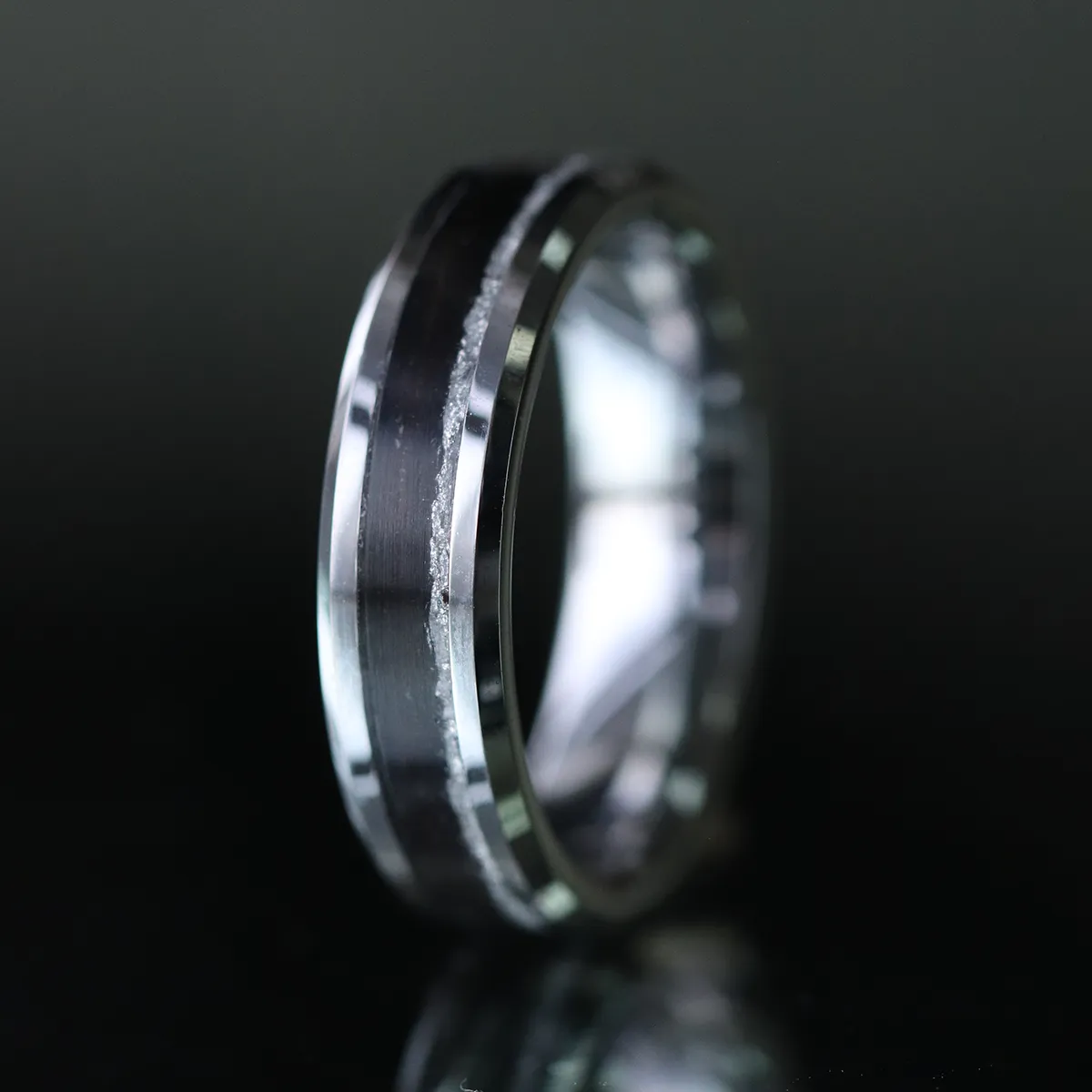Fumed Oak and Silver Inlay Ring sold by Rose Anvil