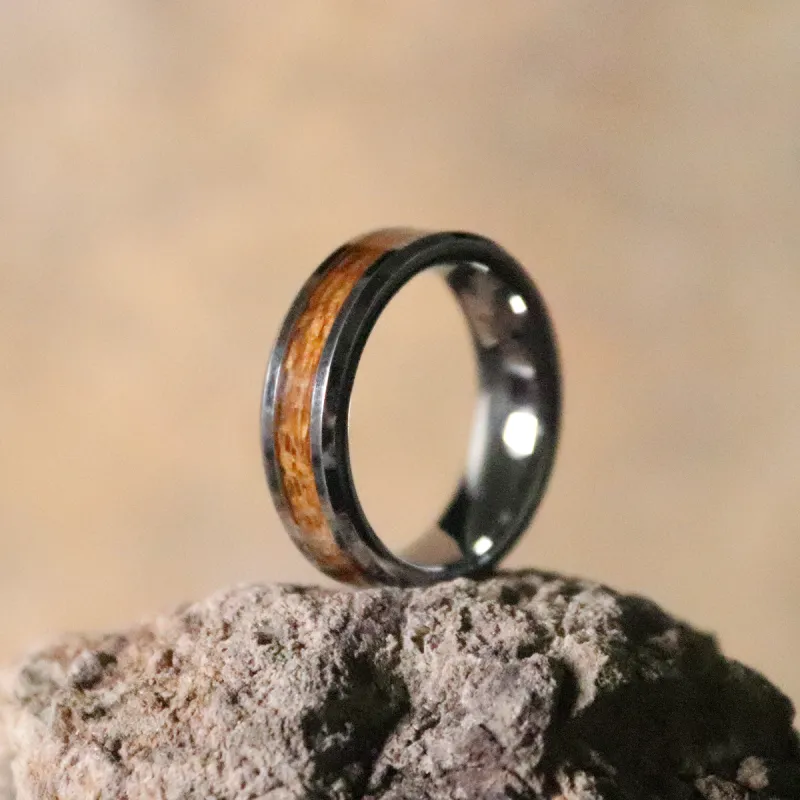 Teak Inlay Ring made by Rose Anvil