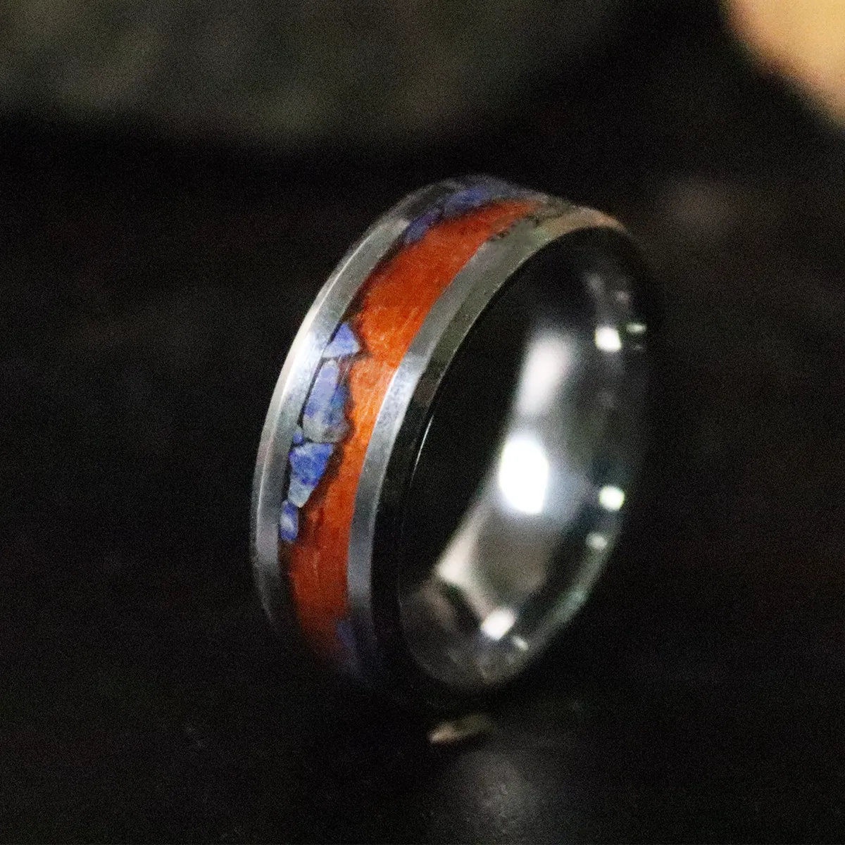 Padauk and Lapis Lazuli Inlay Ring sold by Rose Anvil product image thumbnail 2