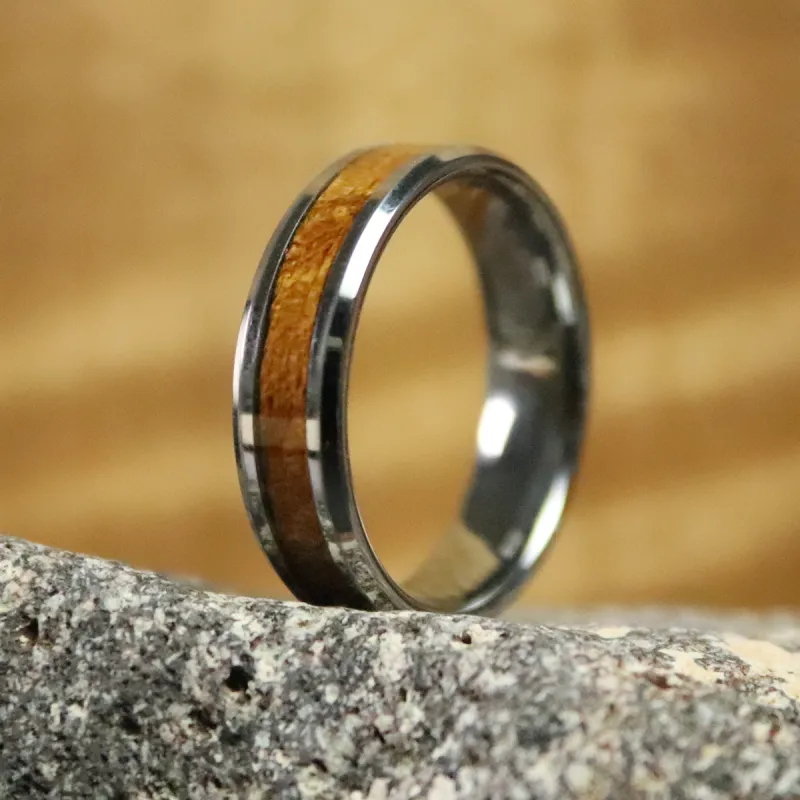 Mozambique Wood Inlay Ring made by Rose Anvil